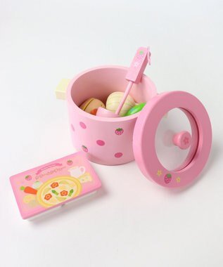 Mother garden 野いちご　木のおままごと　お鍋&クリームシチューセット　抗菌 ピンク（淡）