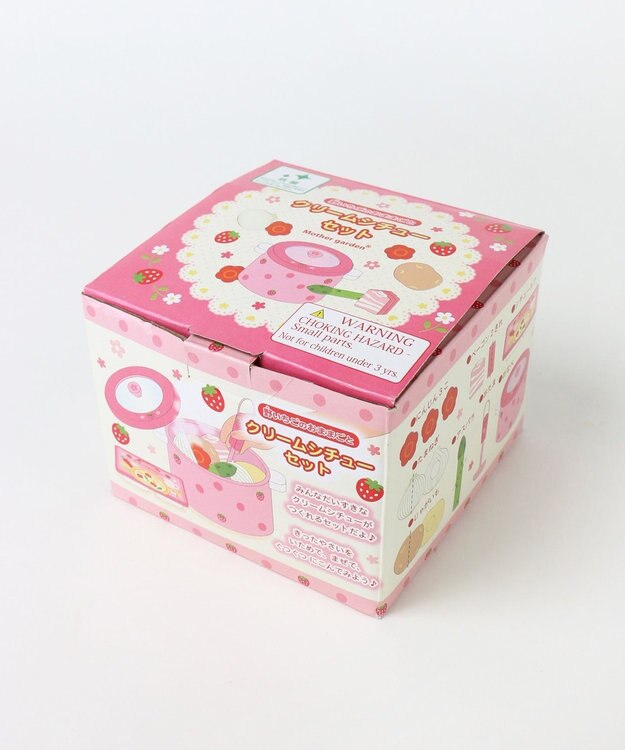 Mother garden 野いちご　木のおままごと　お鍋&クリームシチューセット　抗菌 ピンク（淡）