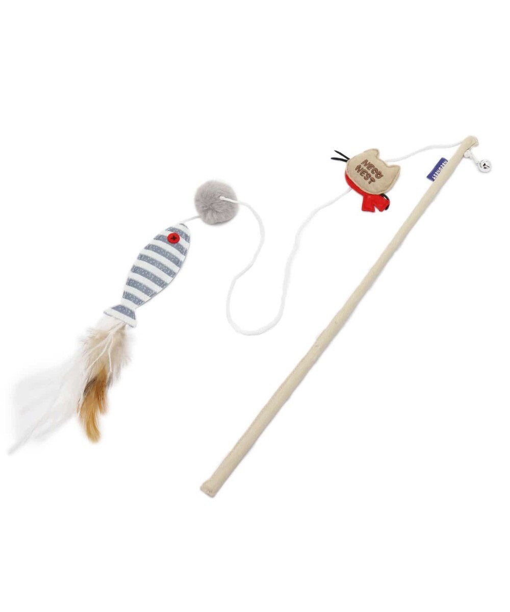 ネコネスト 猫用おもちゃ 猫じゃらし ナチュラル 魚と羽, 0, -