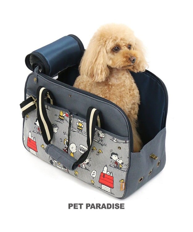 PET PARADISE スヌーピー ペットキャリーバッグM ファミリー〔小型犬〕 紺(ネイビー・インディゴ)