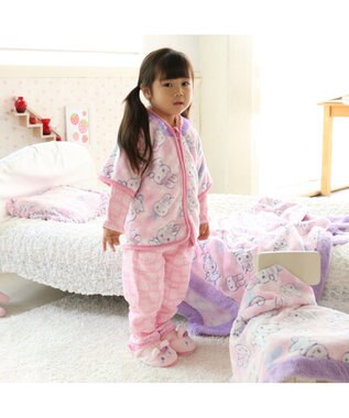 Mother garden マザーガーデン うさもも もこふわ キッズガウン 《バレエ柄》 S/M 着る毛 ピンク（淡）