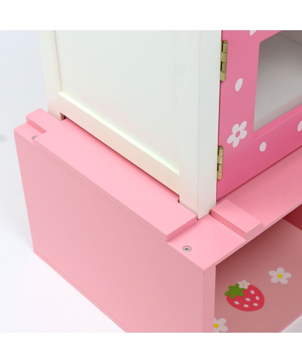 Mother garden マザーガーデン 木製 ままごと 野いちご システムグリルキッチン《赤色》＋高さUP台　2点セット おままごと キッチン コンパクト おもちゃ お誕生日 プレゼント 子供の日 