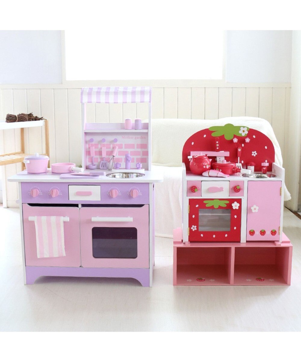 マザーガーデン 木製 ままごと 野いちご システムグリルキッチン 赤色 高さup台 2点セット おままごと キッチン コンパクト おもちゃ お誕生日 プレゼント 子供の日 Mother Garden 通販 雑貨とペット用品の通販サイト マザーガーデン ペットパラダイス
