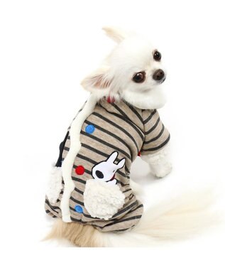 【ネット店限定】 リサとガスパール ボーダー ロンパース〔小型犬〕, グレー, ３Ｓ