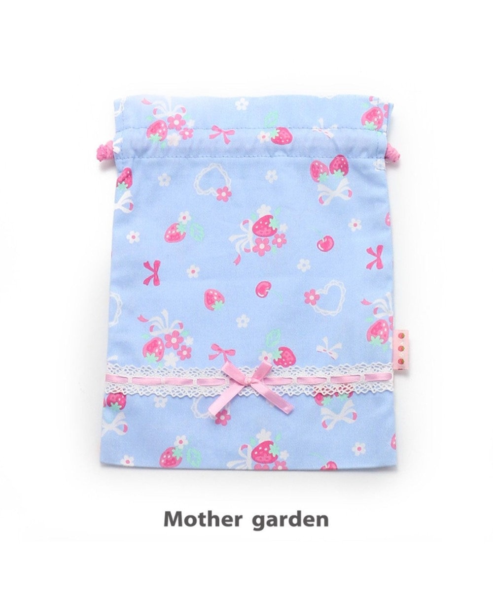 Mother garden マザーガーデン 野いちご 《ブーケ柄》 巾着 小 着替え袋 水色