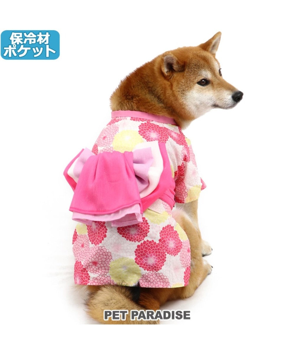 PET PARADISE ペットパラダイス 菊柄 浴衣 ポケットクール【中型犬】 【大型犬】 ピンク（濃）