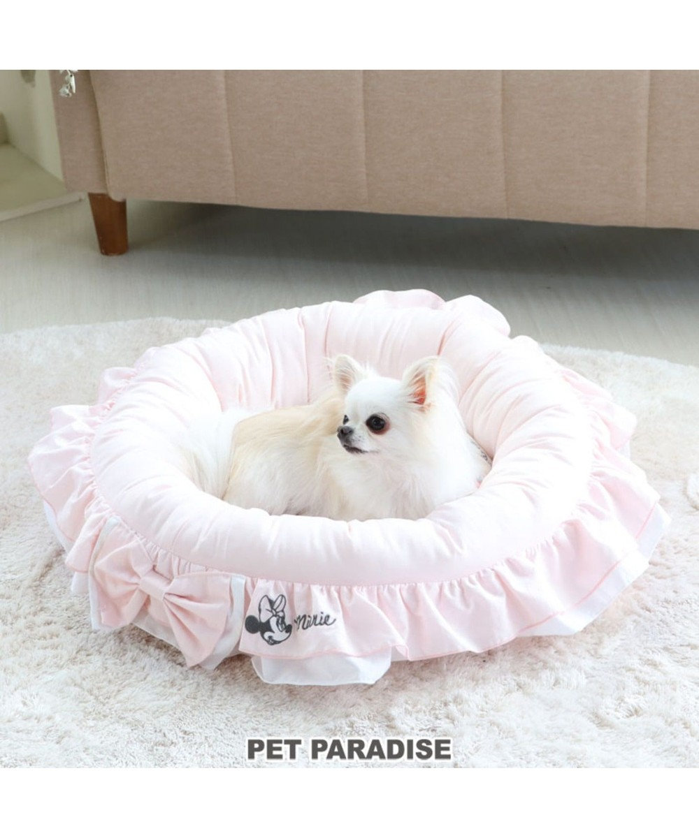 PET PARADISE ディズニー ミニーマウス 苺フリル カドラー ベッド(55cm) ピンク（淡）