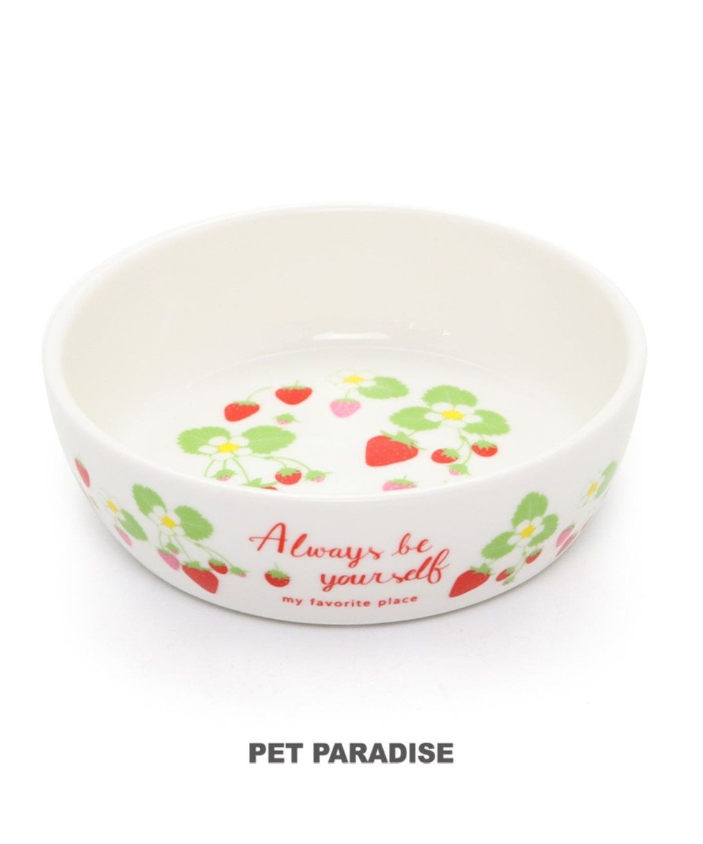 PET PARADISE ペットパラダイス フードボウル 犬 フードスタンド 陶器 えさ皿 愛犬用食器 いちご柄