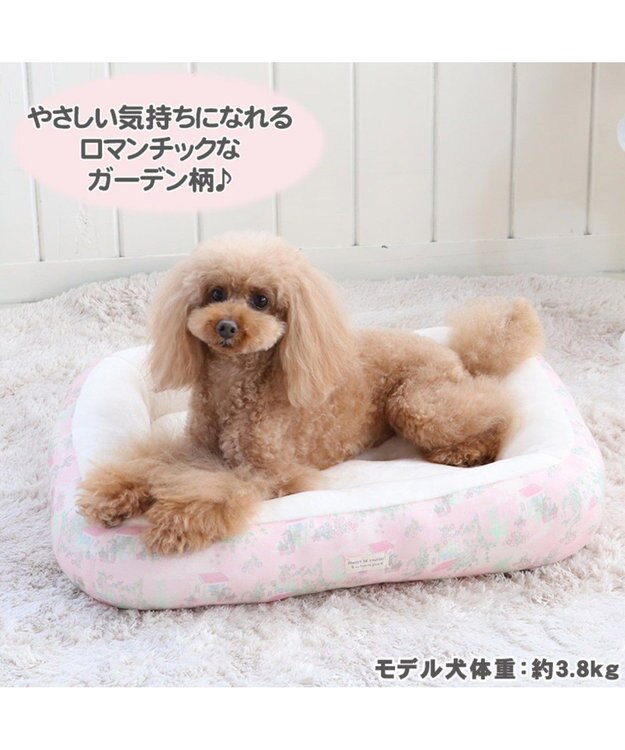 PET PARADISE ペットパラダイス ガーデン柄ベッド M (約57cm×約45cm) ピンク（淡）