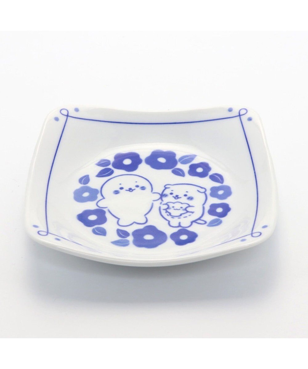 しろたん 和食器 しろたん＆らっこいぬ 椿柄 角皿 日本製, 0, 0