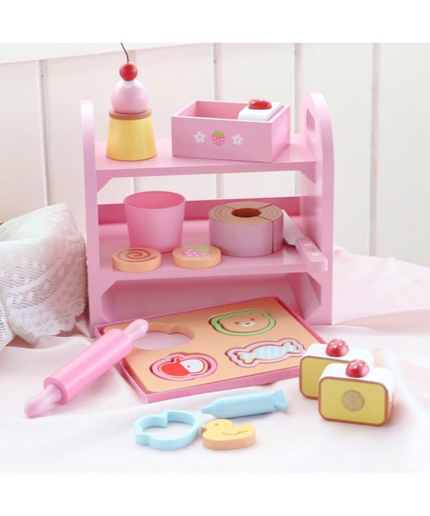 Mother garden マザーガーデン 木のおままごと  《いちごの焼き菓子セット》 ピンク（淡）