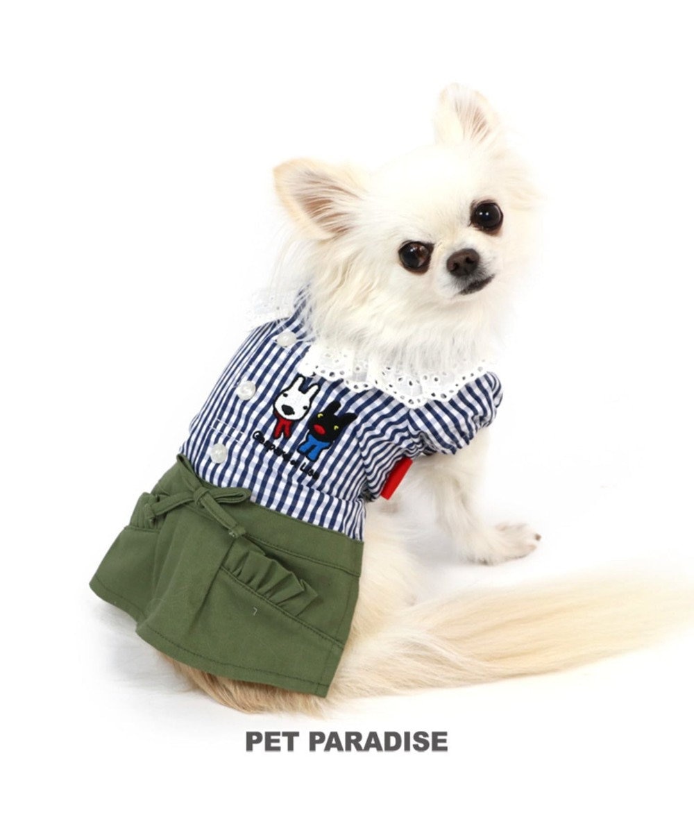 PET PARADISE リサとガスパール ギンガムチェック スカートつなぎ〔超・小型犬〕 黒