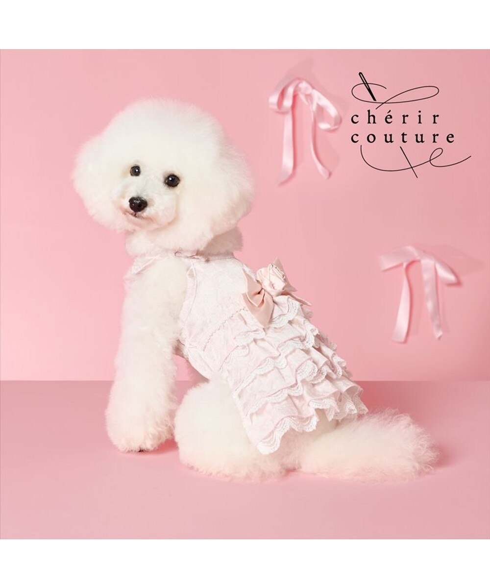 あいちゃん様❤さくら♡ピンク♡4段ティアードキャミソール♡ハンドメイド犬服♡ cherircouture パールリボン ベスト 《ピンク》 小型犬 / PET PARADISE