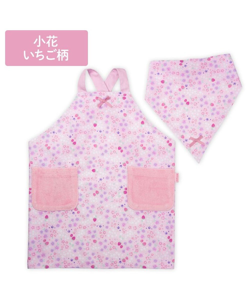 Mother garden マザーガーデン バッククロスエプロン 三角巾付き 100～120cm 《小花いちご柄》 