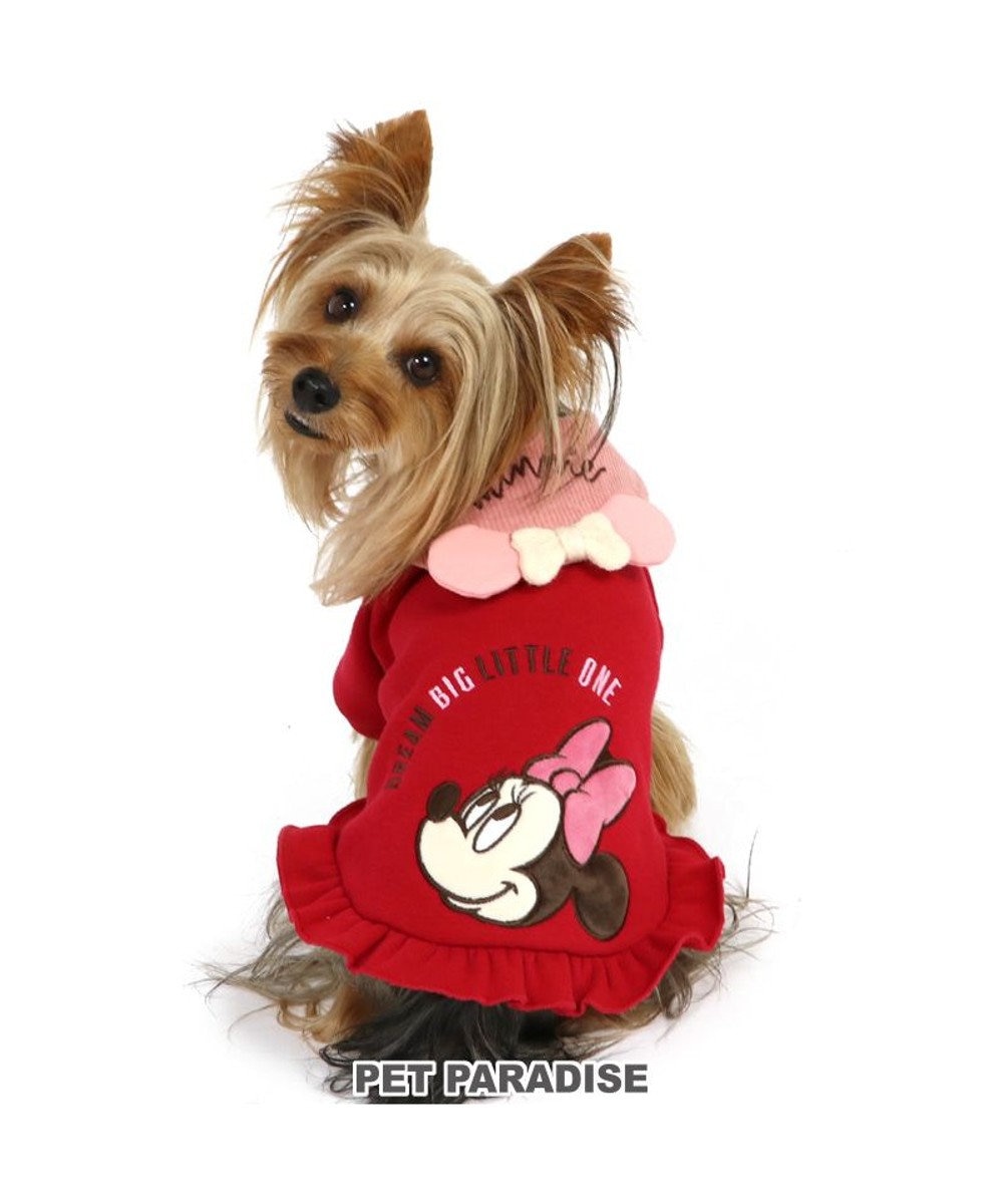 PET PARADISE 犬 服 ディズニー ミニーマウス トレーナー 【小型犬】 耳付き襟 赤