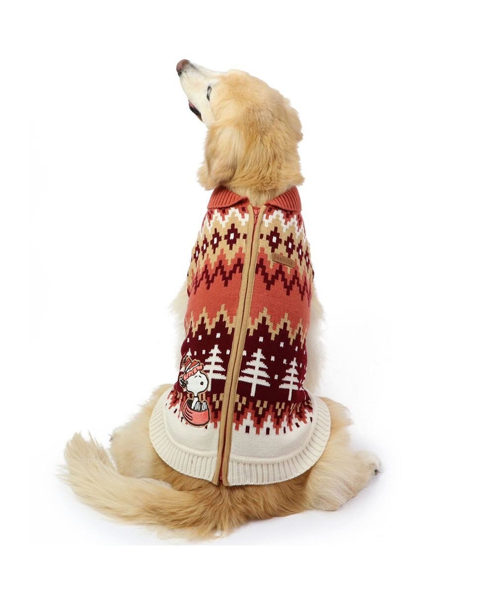 PET PARADISE スヌーピー 背中開き ニット雪遊び柄 《レッド》 中型犬 大型犬