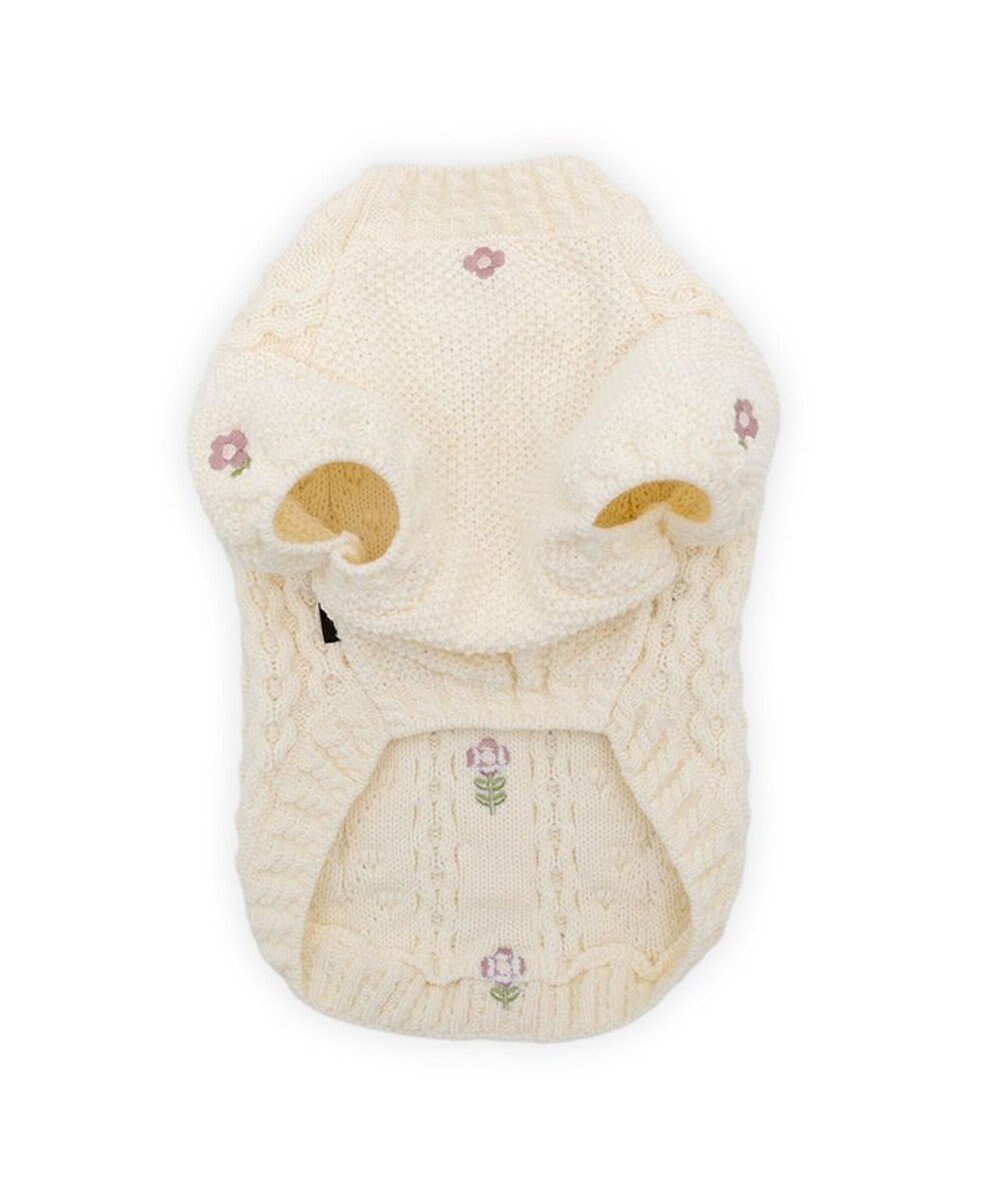 PET PARADISE ペットパラダイス 花 刺繍 アランニット 《ホワイト》 小型犬 