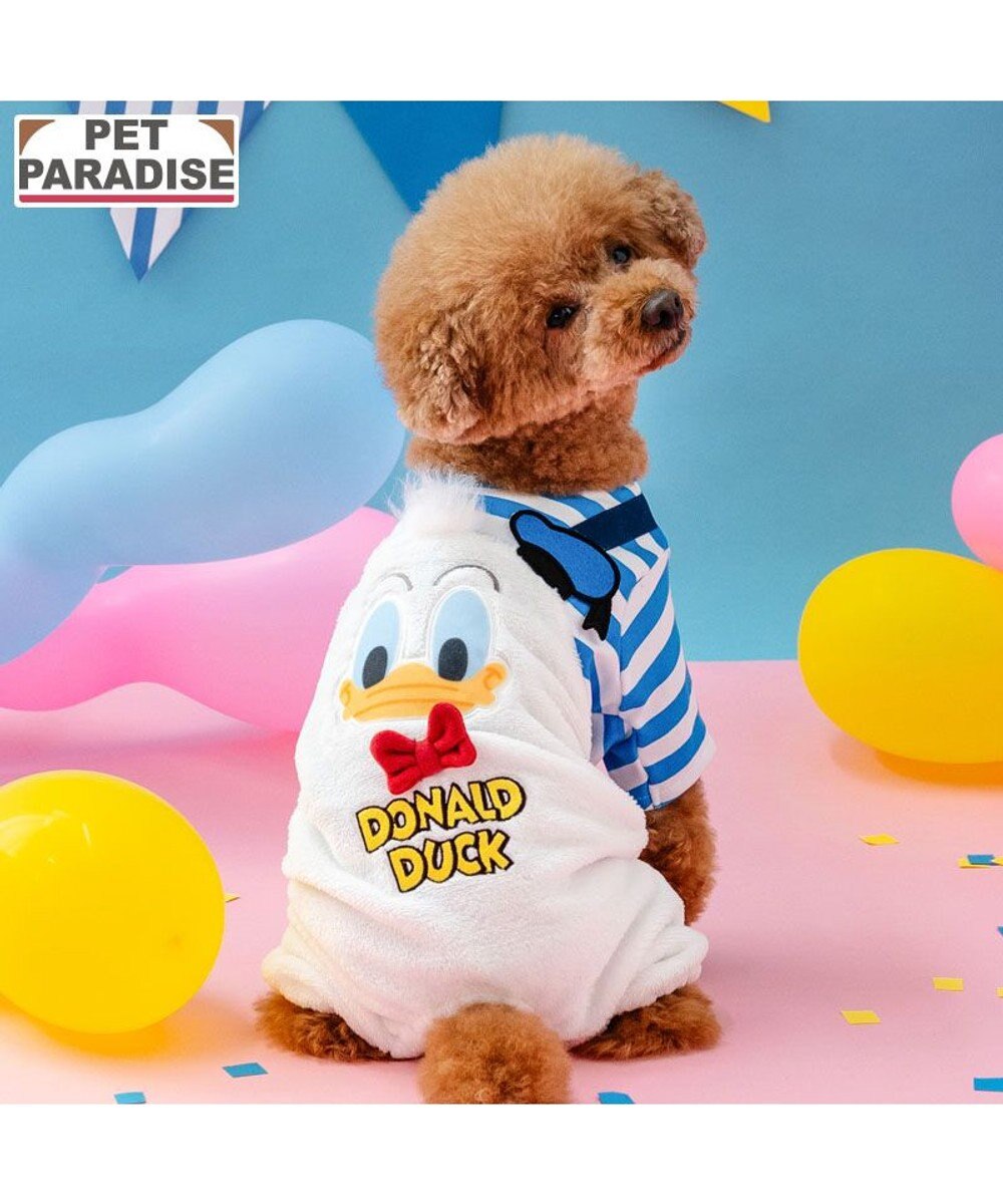 PET PARADISE ディズニー ドナルドダック 顔 ふわ パンツ上下 小型犬 ホワイト