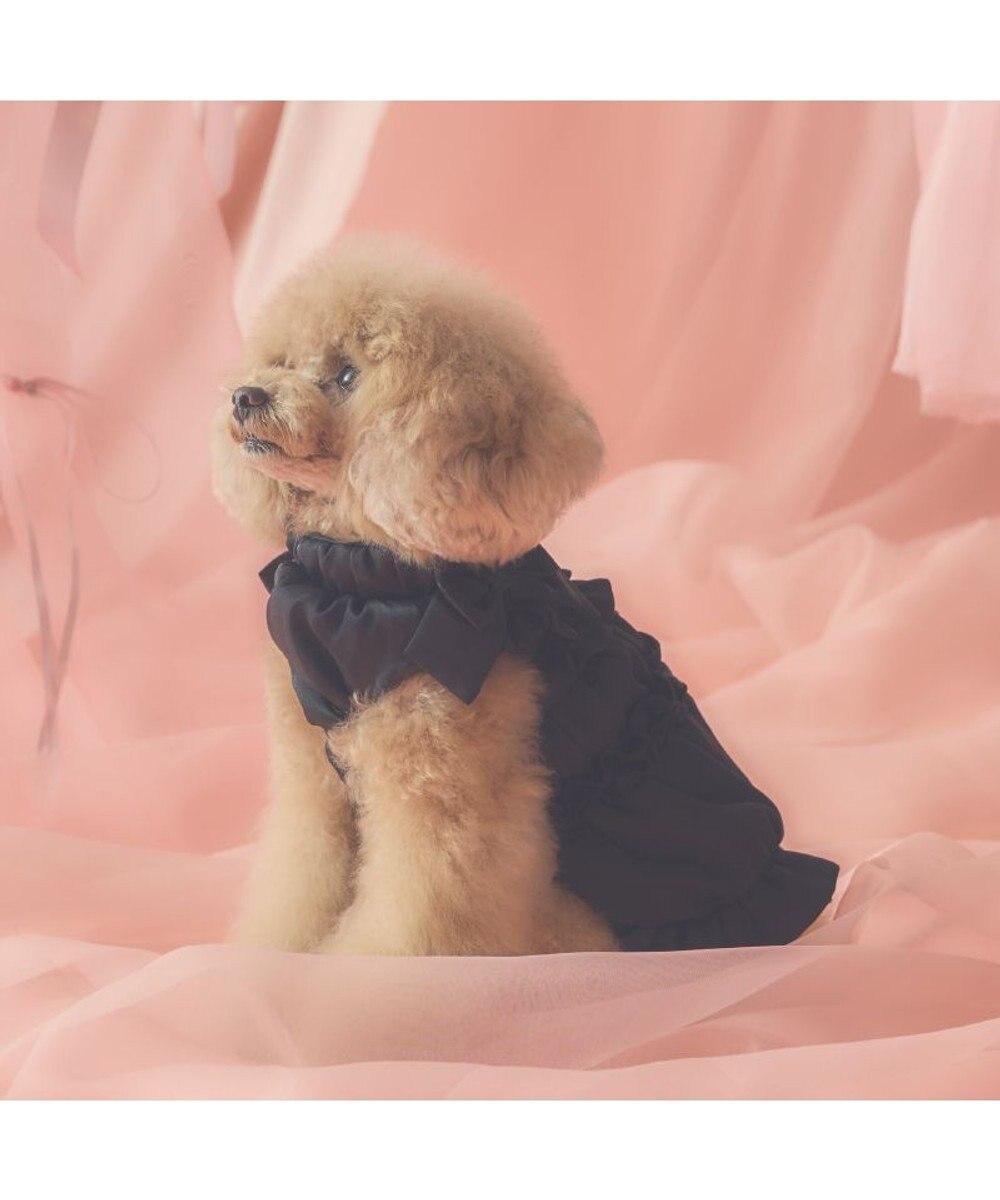 PET PARADISE cherircouture リボン ギャザーベスト 《ブラック》 小型犬 