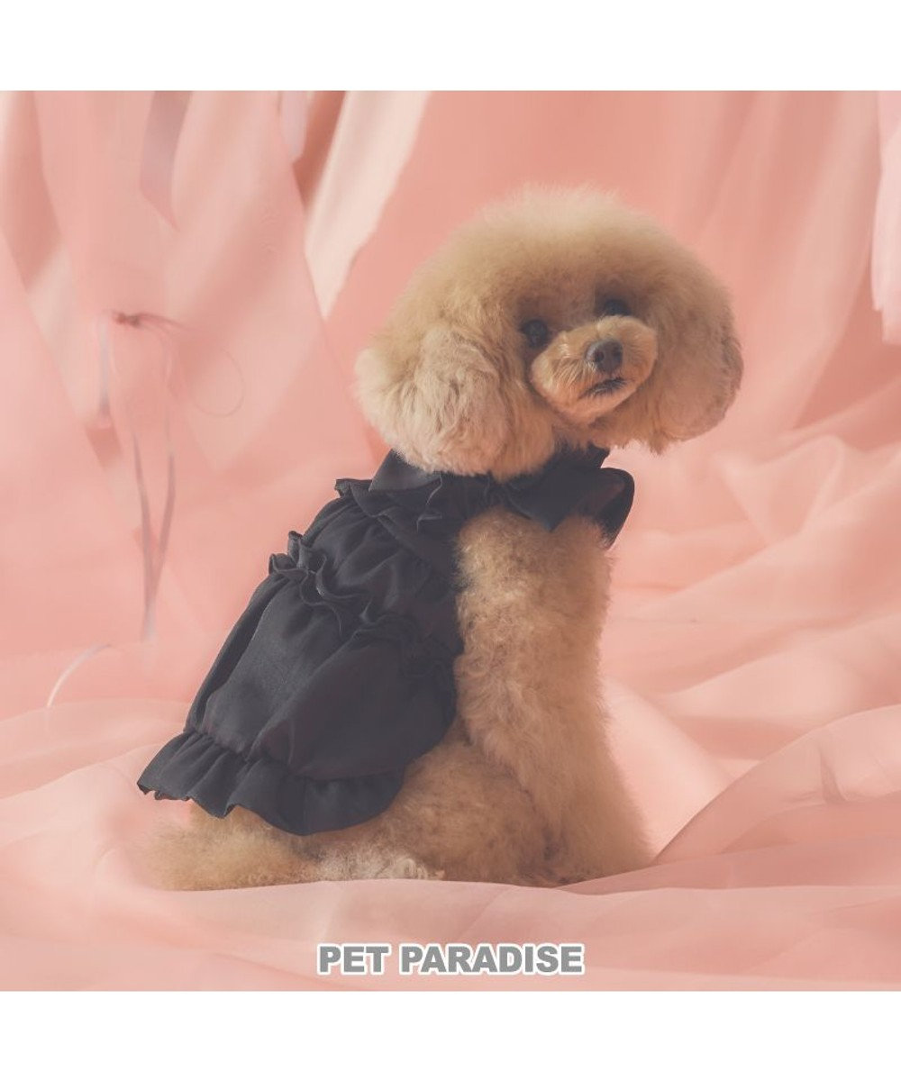 PET PARADISE cherircouture リボン ギャザーベスト 《ブラック》 小型犬 ブラック