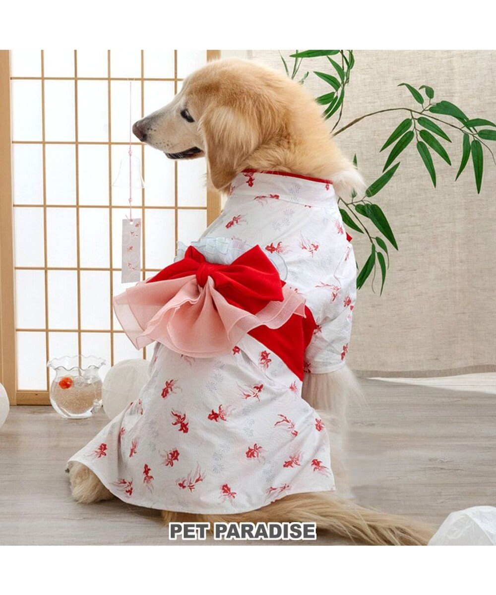PET PARADISE ペットパラダイス 浴衣 《遊泳金魚》 中型犬 大型犬 ホワイト×レッド