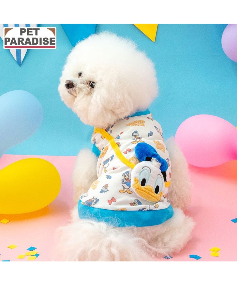 PET PARADISE ディズニー ドナルドダック ポーチ トレーナー 小型犬 ホワイト×ブルー