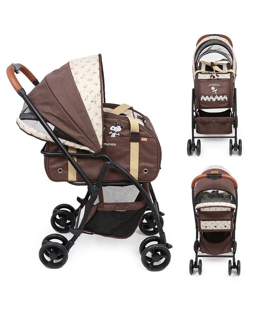PET PARADISE スヌーピー ３ＷＡＹ ハンドフル ペットカート 《ブラウン》 10kgまで対応 