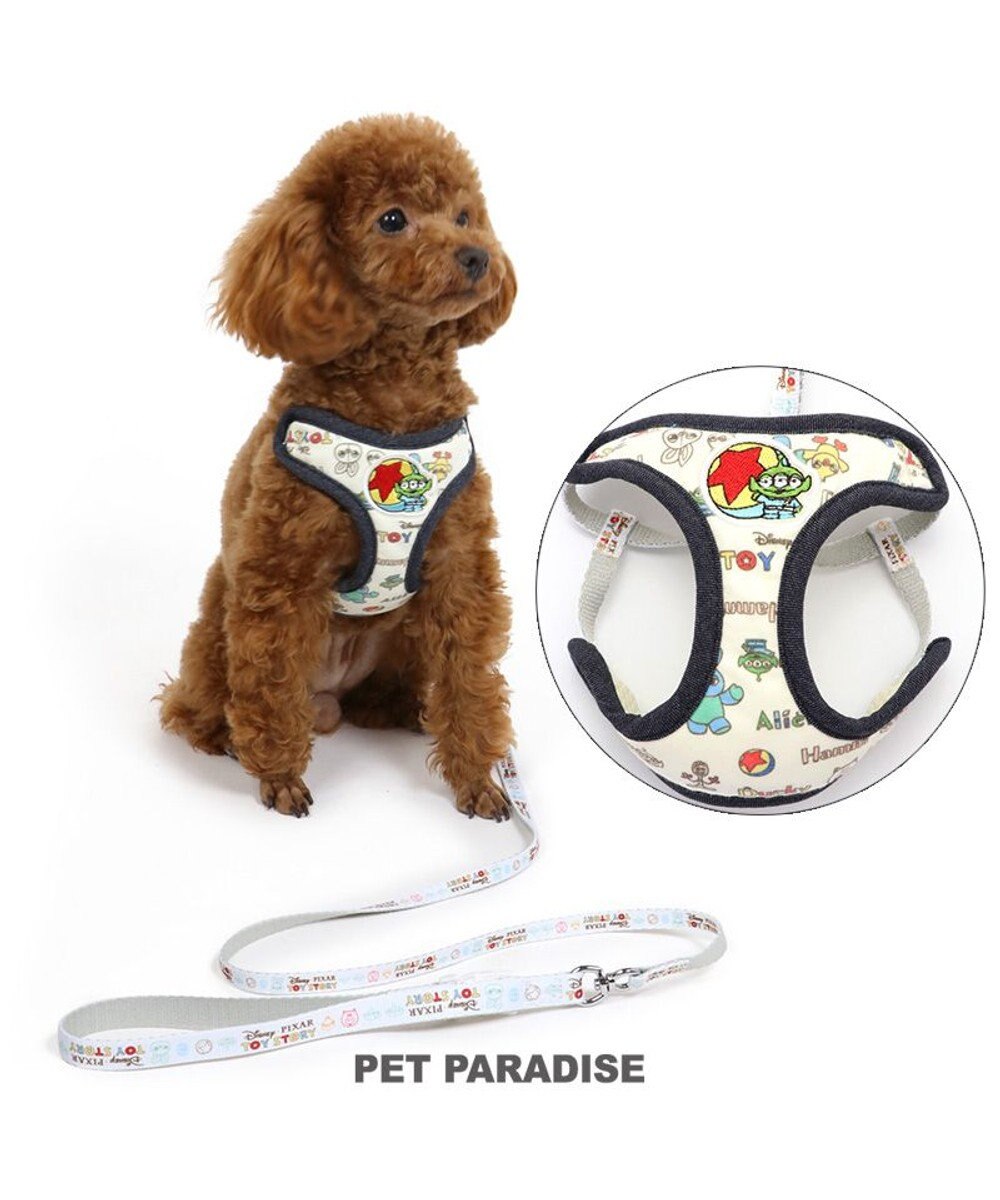 PET PARADISE 犬 ハーネス リード ディズニー トイ・ストーリー ロゴ総柄 ハーネスリード 〔ＳＳ〕 小型犬 おさんぽ おでかけ お出掛け おしゃれ オシャレ かわいい 白~オフホワイト