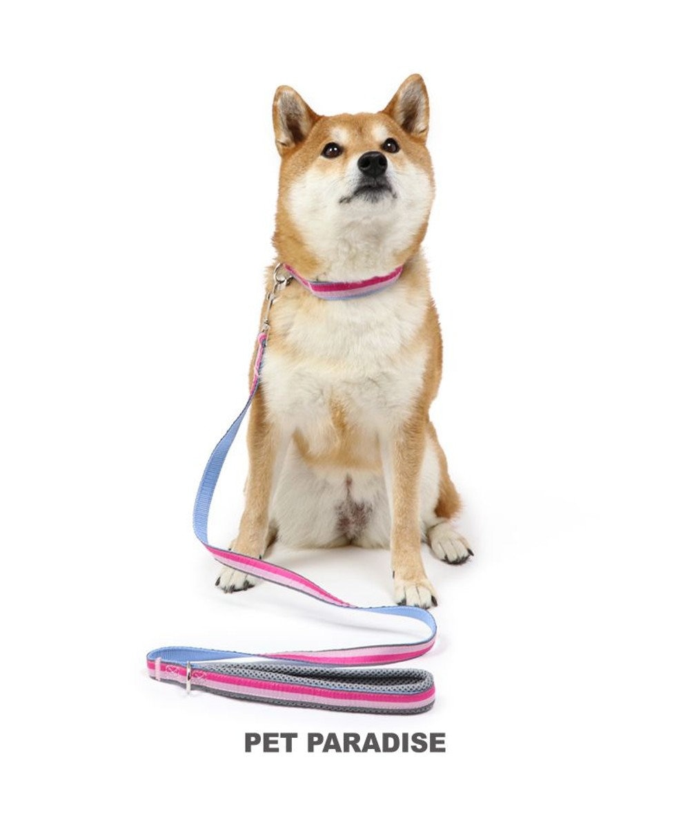 PET PARADISE ペットパラダイス 切替首輪＆リード 桃【中型犬】 【大型犬】 ペットSM/M/L 犬具 ピンク（淡）