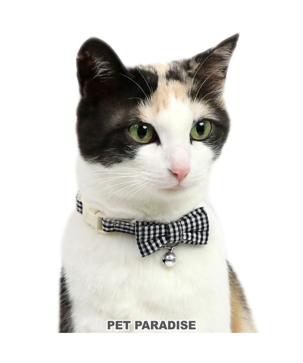 PET PARADISE ペットパラダイス 猫 首輪 ギンガムチェック 《ブラック》 小サイズ/中サイズ ブラック