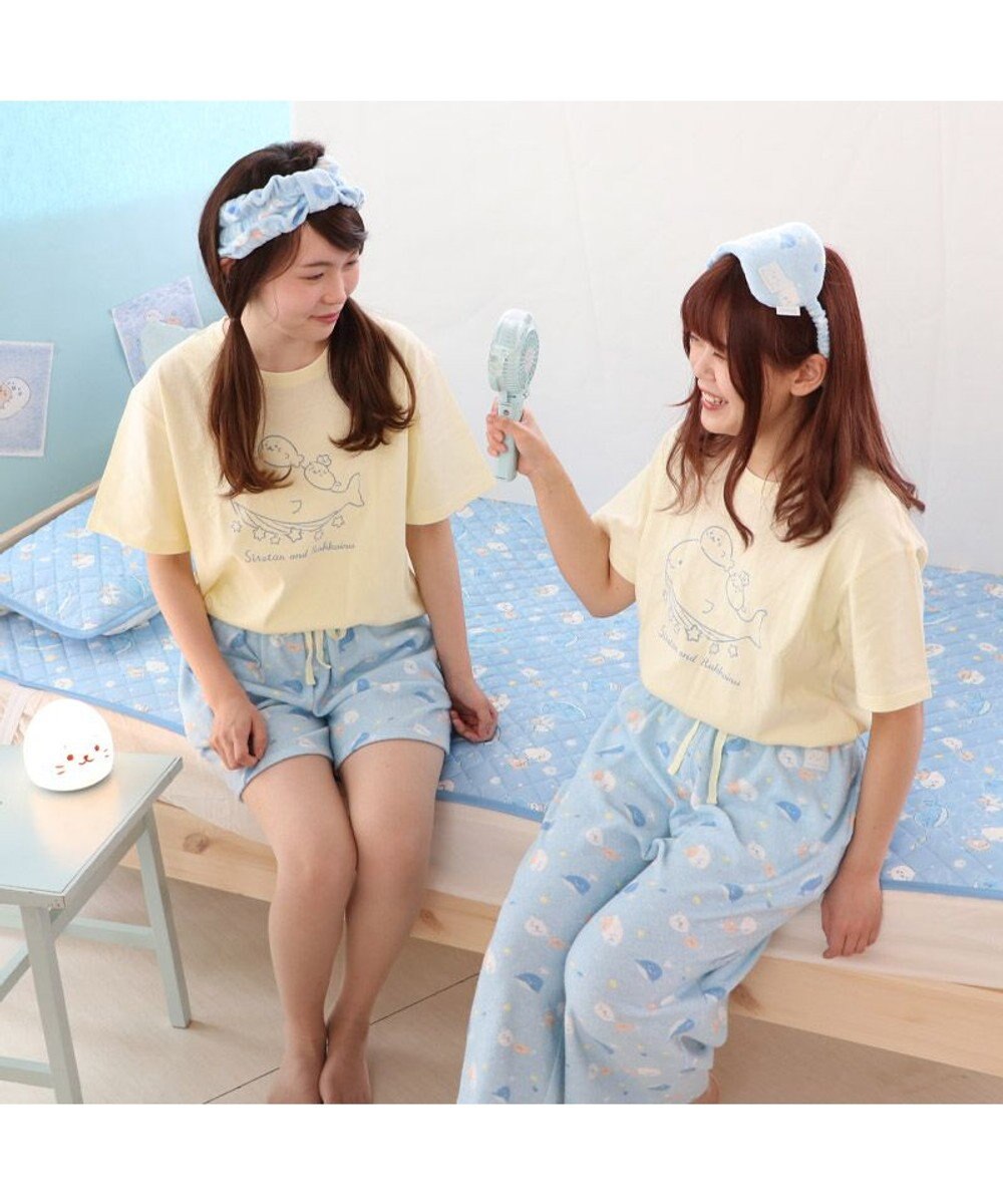 Mother garden しろたん パイル ステテコ 《しろたん&らっこいぬ 星くじら柄》レディース フリーサイズ ルームパンツ 部屋着 夏 夏物 フリーサイズ レディース 女性用 パイル生地 あざらし アザラシ かわいい キャラクター 