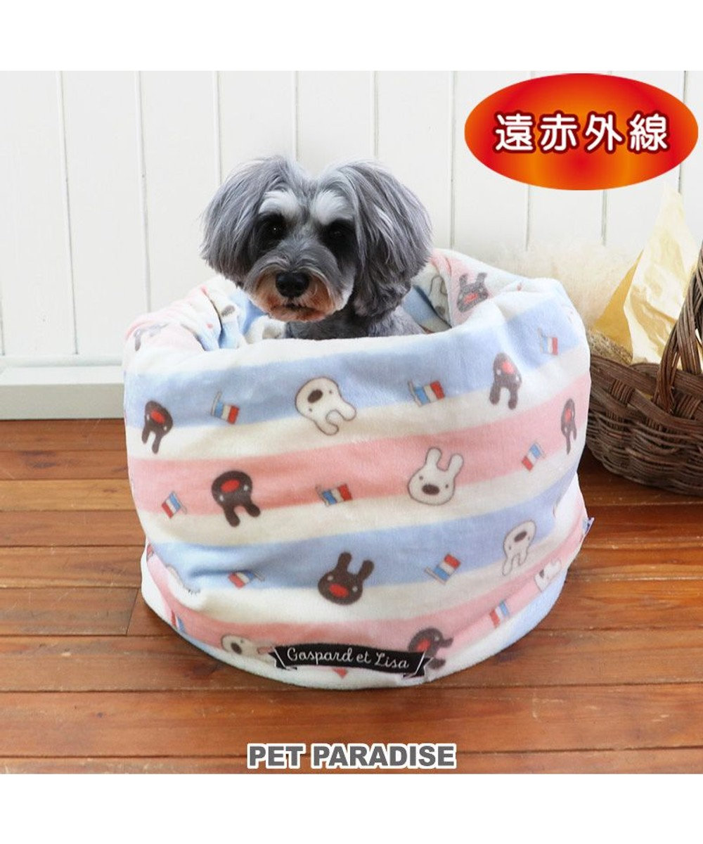 PET PARADISE 犬 ベッド 遠赤外線 リサとガスパール 筒型 寝袋 カドラー　(42×70cm) アランボア柄 -