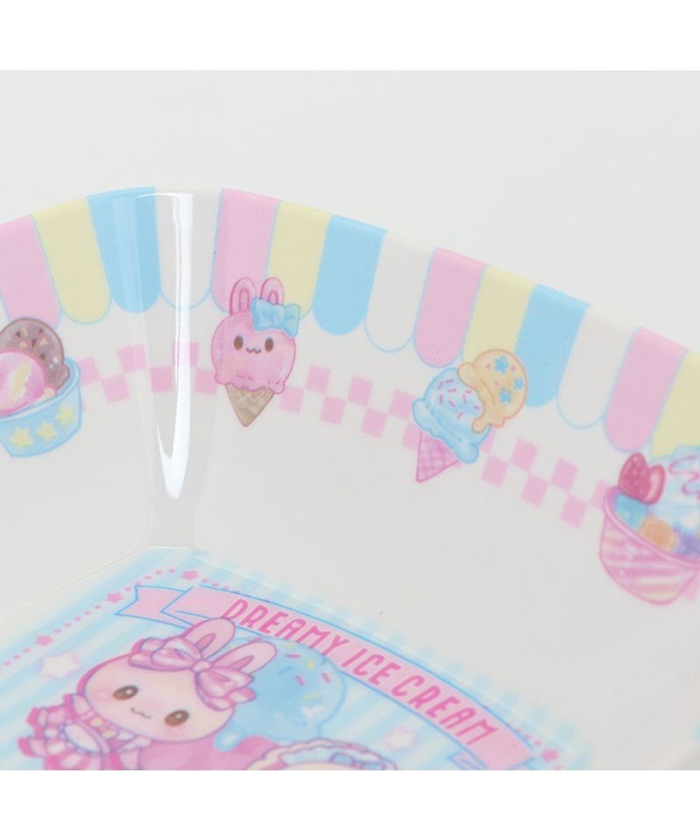 Mother garden マザーガーデン うさもも メラミン食器 スクエアボール 《アイス柄》 単品 食洗機可 子供用食器 メラミン製 四角 お皿 プレート キッズ 女の子 かわいい 食器 
