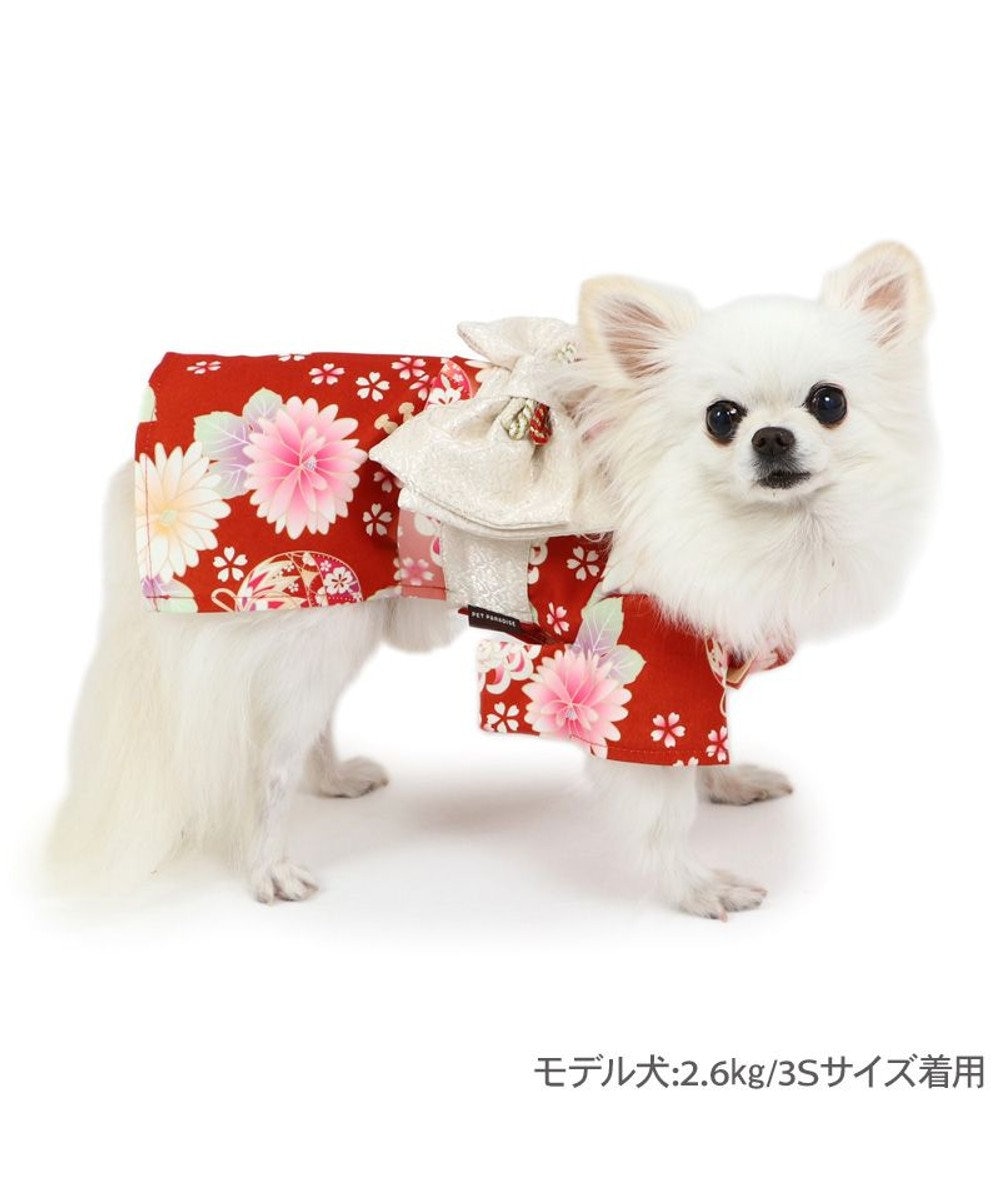 ペットパラダイス 手毬菊 着物 小型犬, レッド, ４Ｓ