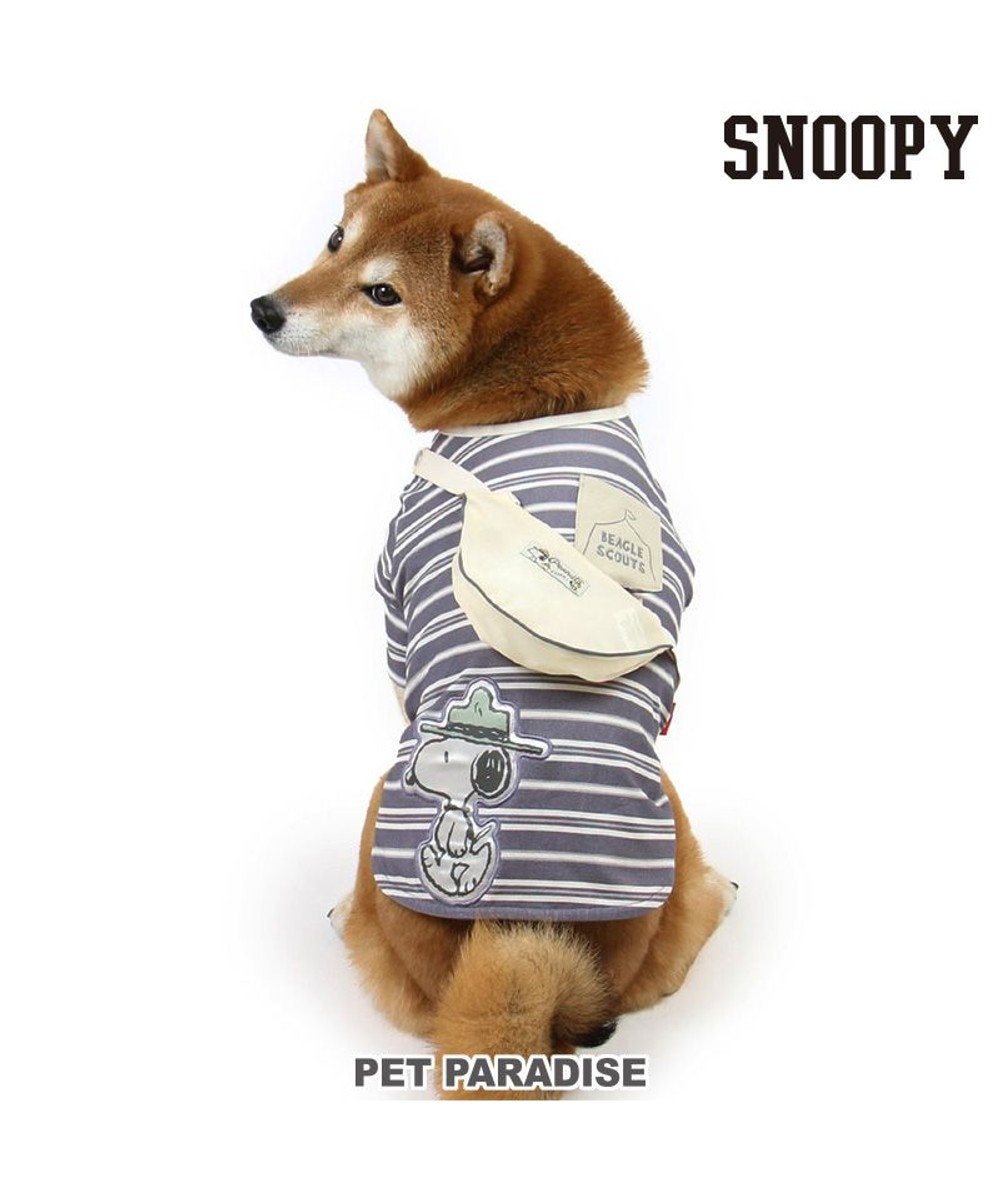 PET PARADISE スヌーピー お揃いTシャツ マルチボーダー 《グレー》 中型犬 大型犬 グレー