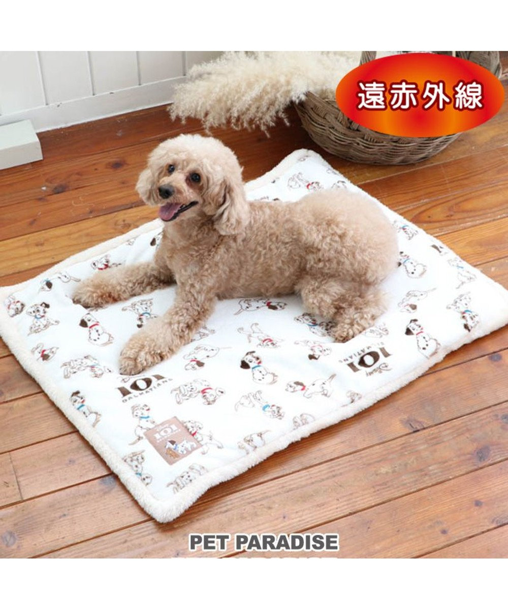 PET PARADISE 犬 マット 遠赤外線 ディズニー 101匹わんちゃん ボアマット (80×60cm) 白~オフホワイト