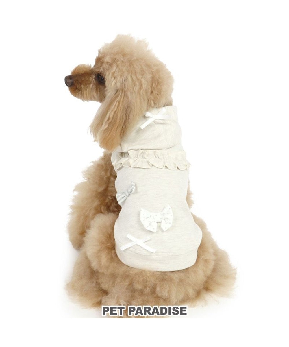 PET PARADISE 犬 服 パーカー 【小型犬】 リボン フリル 白 白~オフホワイト