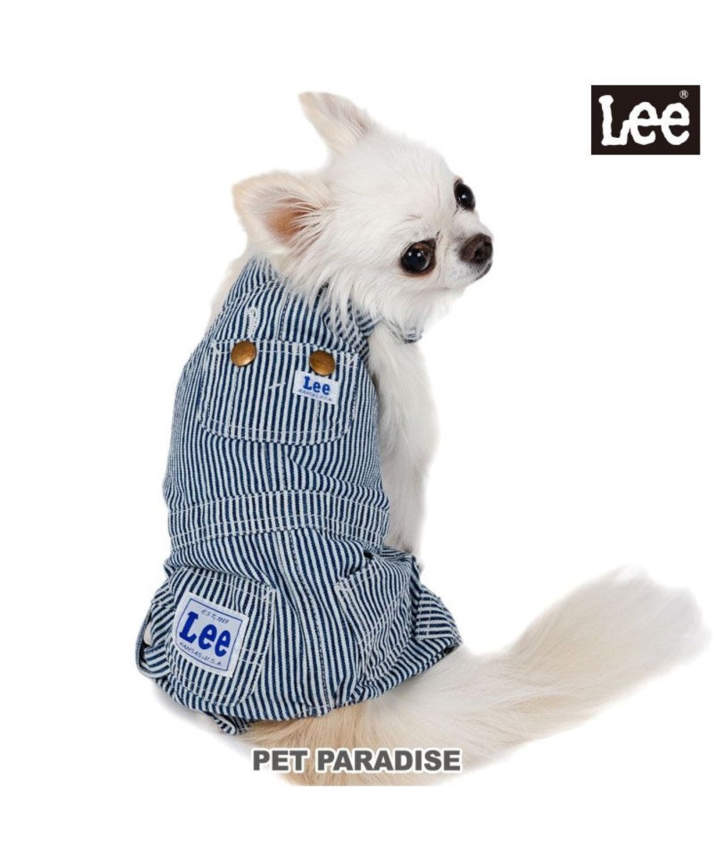 PET PARADISE Lee ヒッコリー オーバーオール  小型犬 ネイビー×ホワイト