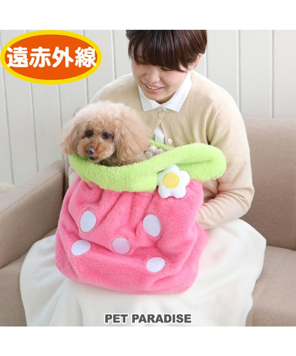 PET PARADISE 【ネット店限定】犬 ベッド おしゃれ 犬たんぽ (40×25cm) いちご 寝袋 もこもこ ふわふわ 犬 猫 ベッド ベット 小型犬 介護 おしゃれ かわいい クッション ネット限定 ピンク（淡）