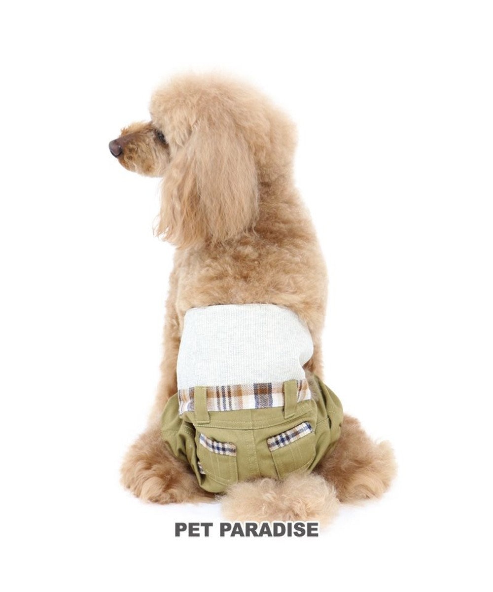 PET PARADISE 犬 服 マナーパンツ【小型犬】 チェック おむつ オムツカバー 抗菌 防臭 カーキ