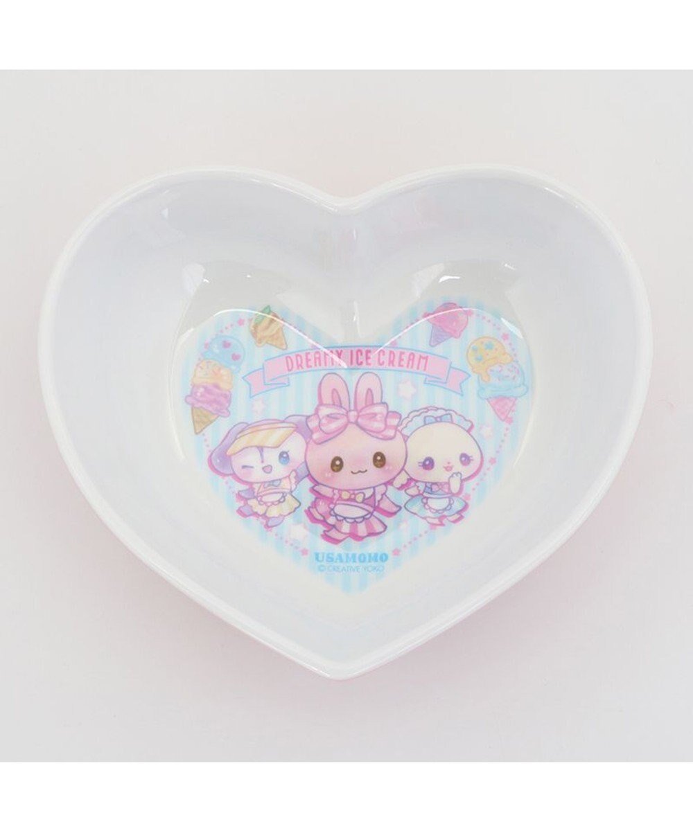 Mother garden マザーガーデン うさもも メラミン食器 ハート皿 《アイス柄》 単品 食洗機可 子供用食器 メラミン製 お皿 プレート キッズ 女の子 かわいい 食器 