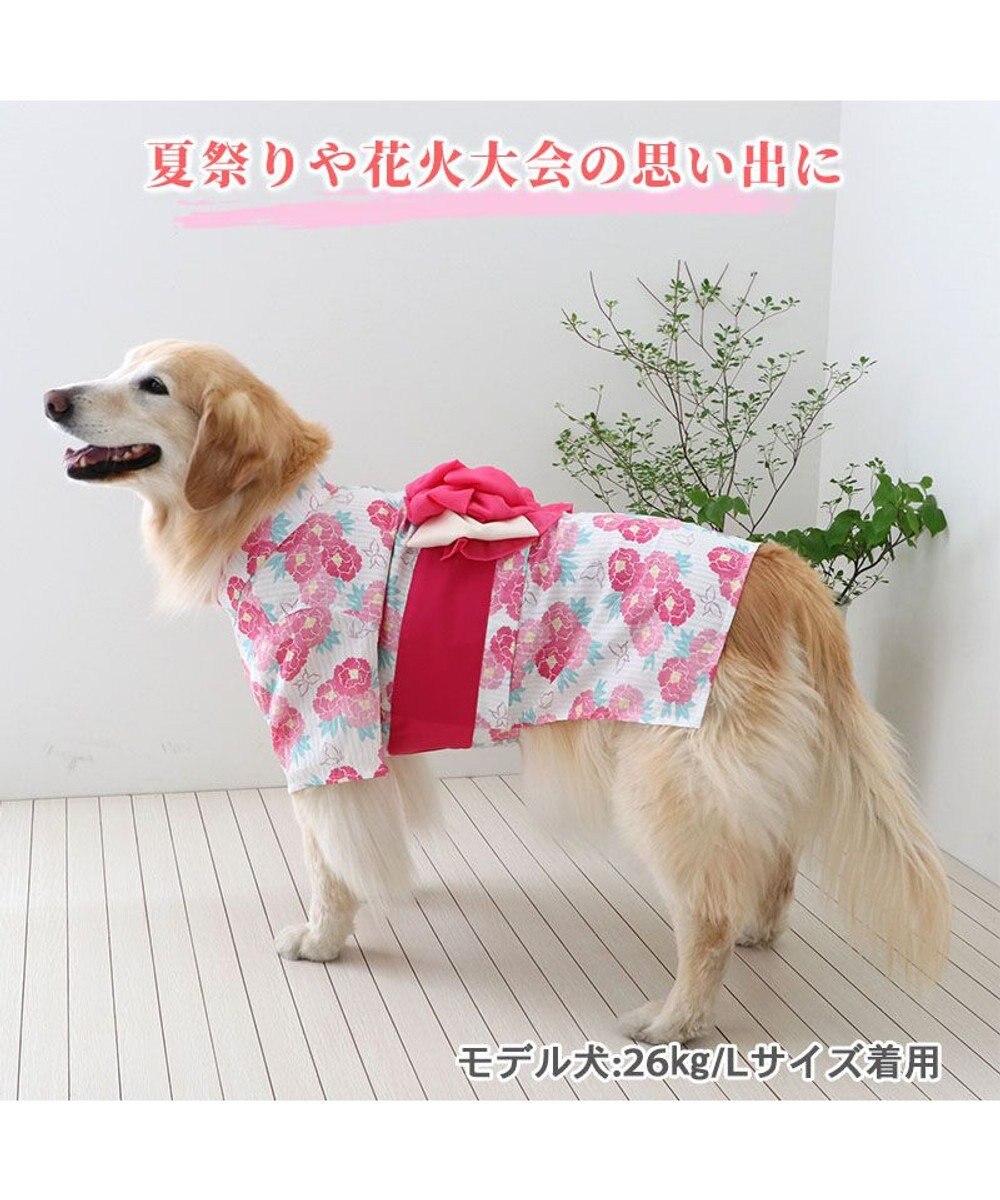 犬の服 夏 犬服 浴衣牡丹柄 ピンク 【中型犬】 【大型犬】, ピンク（淡）, ＳＭ