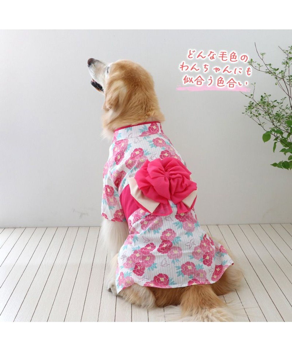 犬の服 夏 犬服 浴衣牡丹柄 ピンク 【中型犬】 【大型犬】, ピンク（淡）, ＳＭ