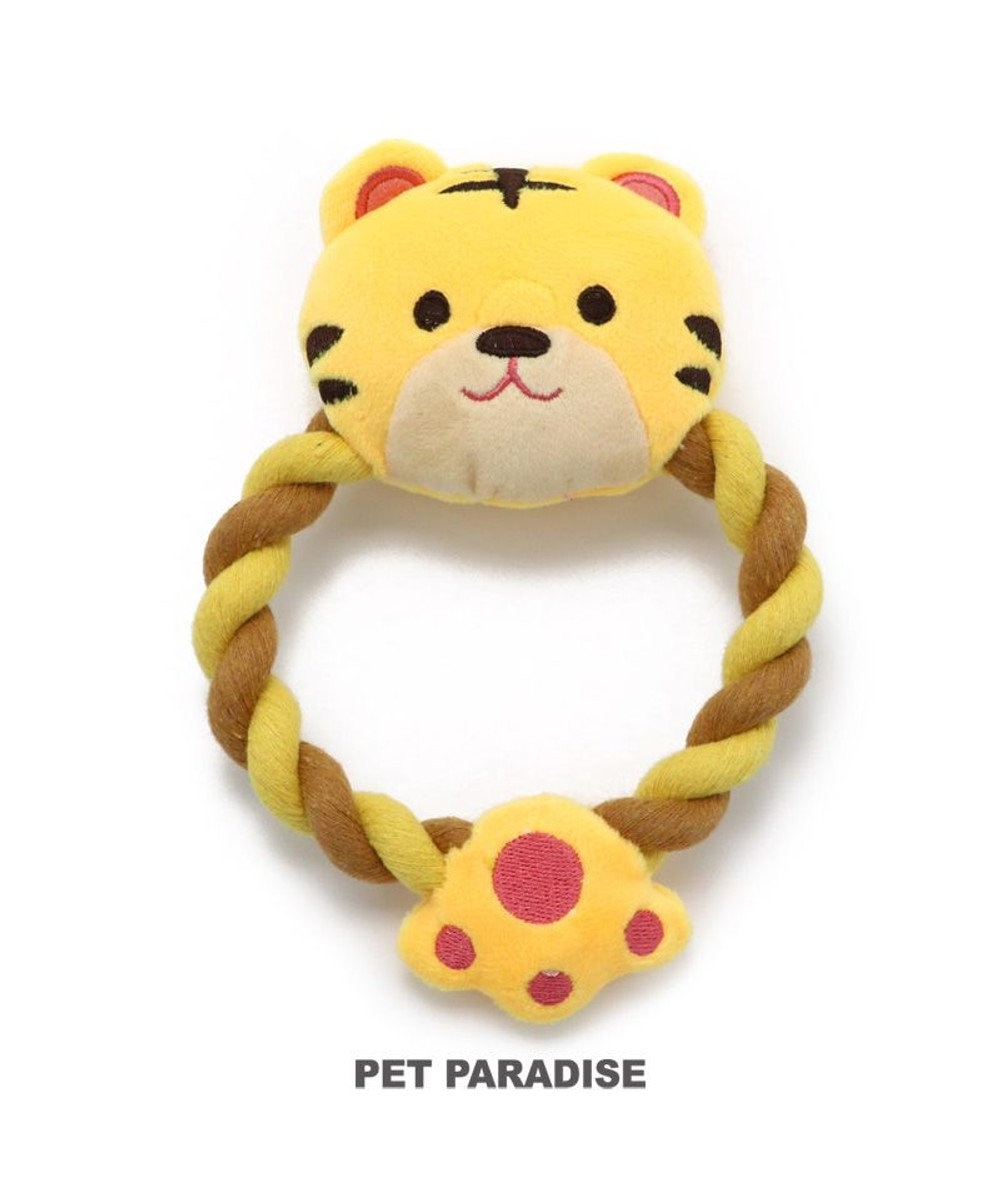 PET PARADISE 犬 おもちゃ トラ ロープおもちゃ  トイ ＴＯＹ 虎 とら お正月 年賀状 干支 音が鳴る ぬいぐるみ ボール ロープ オモチャ 玩具 小型犬 おもちゃ 猫 かわいい おもしろ インスタ映え 黄