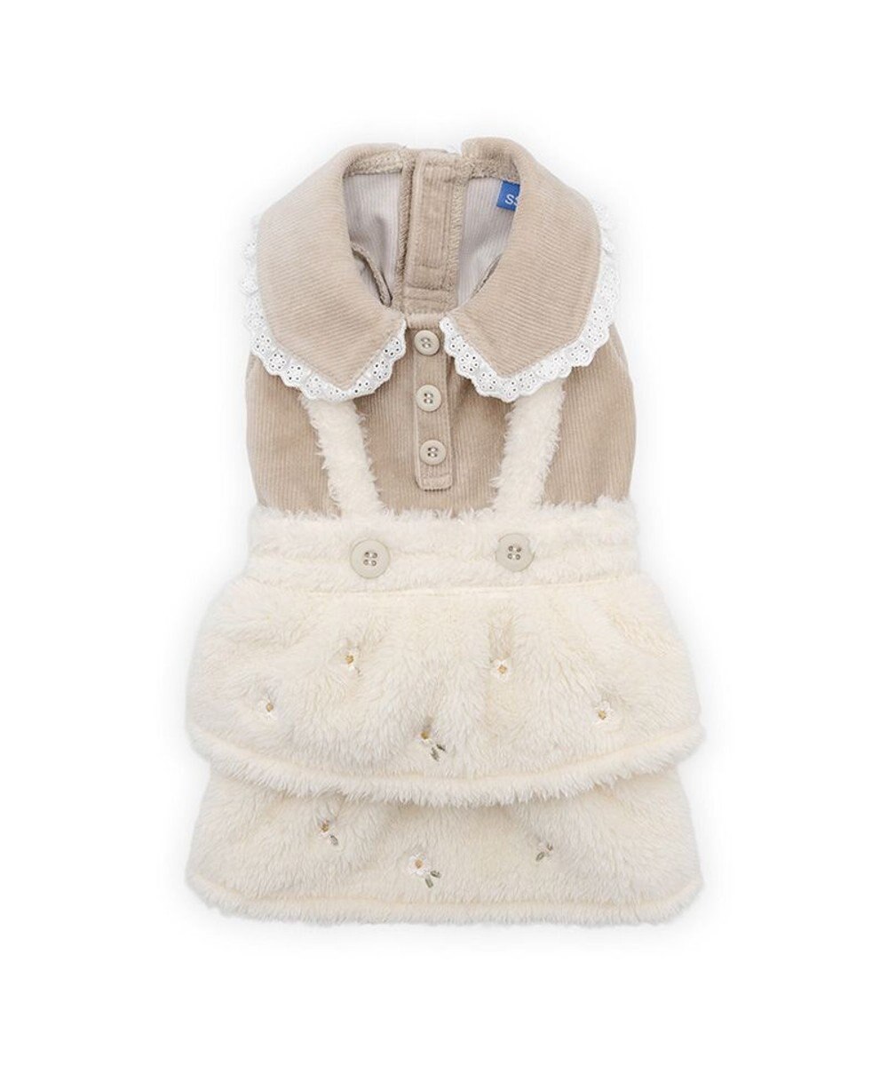 PET PARADISE ペットパラダイス ボア スカートつなぎ 《花刺繍》 小型犬 