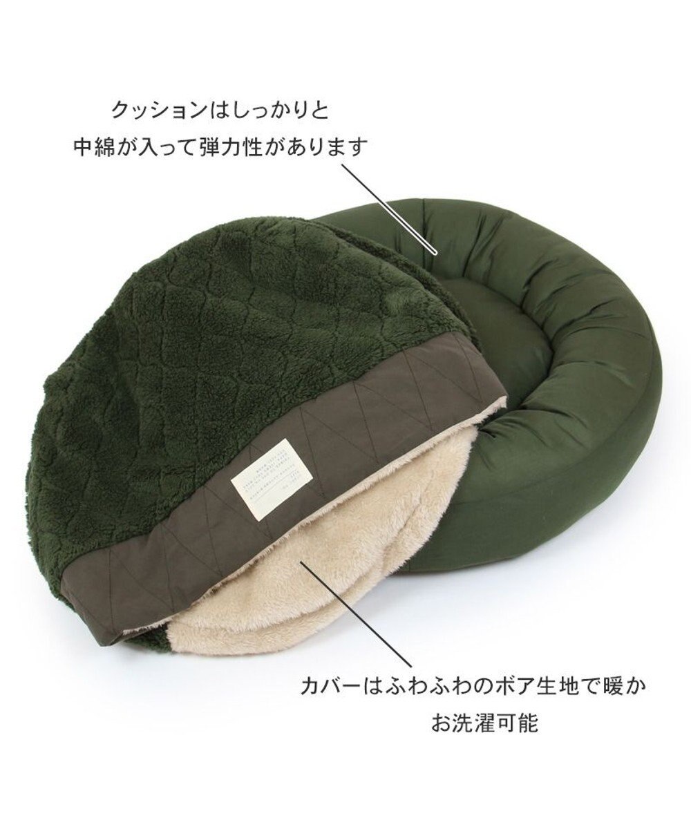 ペットパラダイス 寝袋 丸型《オニオン柄》Ｍ 小型犬 径60cm, カーキ, 丸型