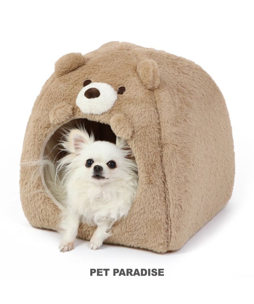 PET PARADISE ペットパラダイス くまハウス 《 ビスケット柄 》(38×40cm) 茶系