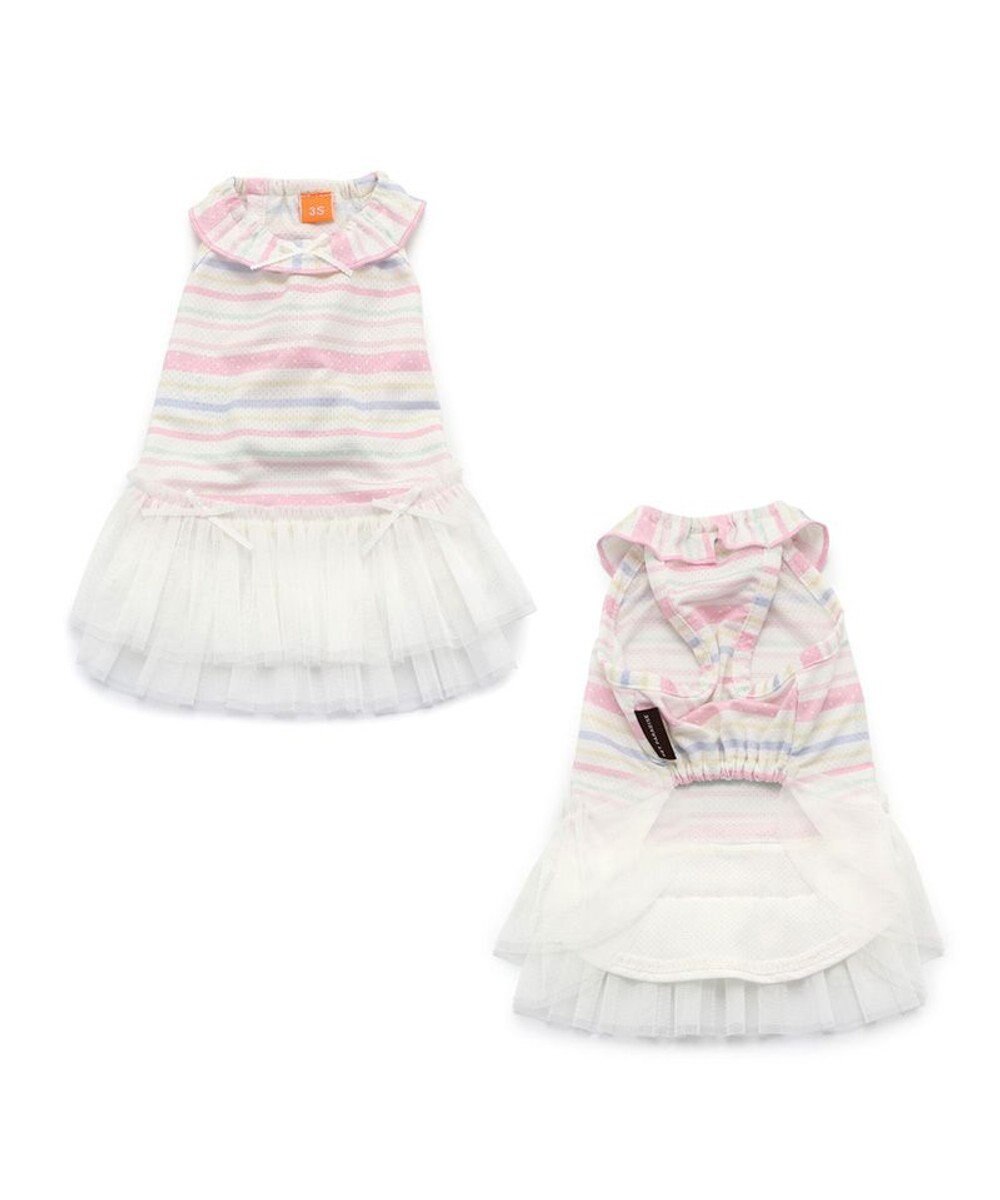 PET PARADISE 犬の服 夏 ひんやり クール メッシュ 接触冷感 虫よけ ボーダー ワンピース 【小型犬】クールマックスエコメイド 