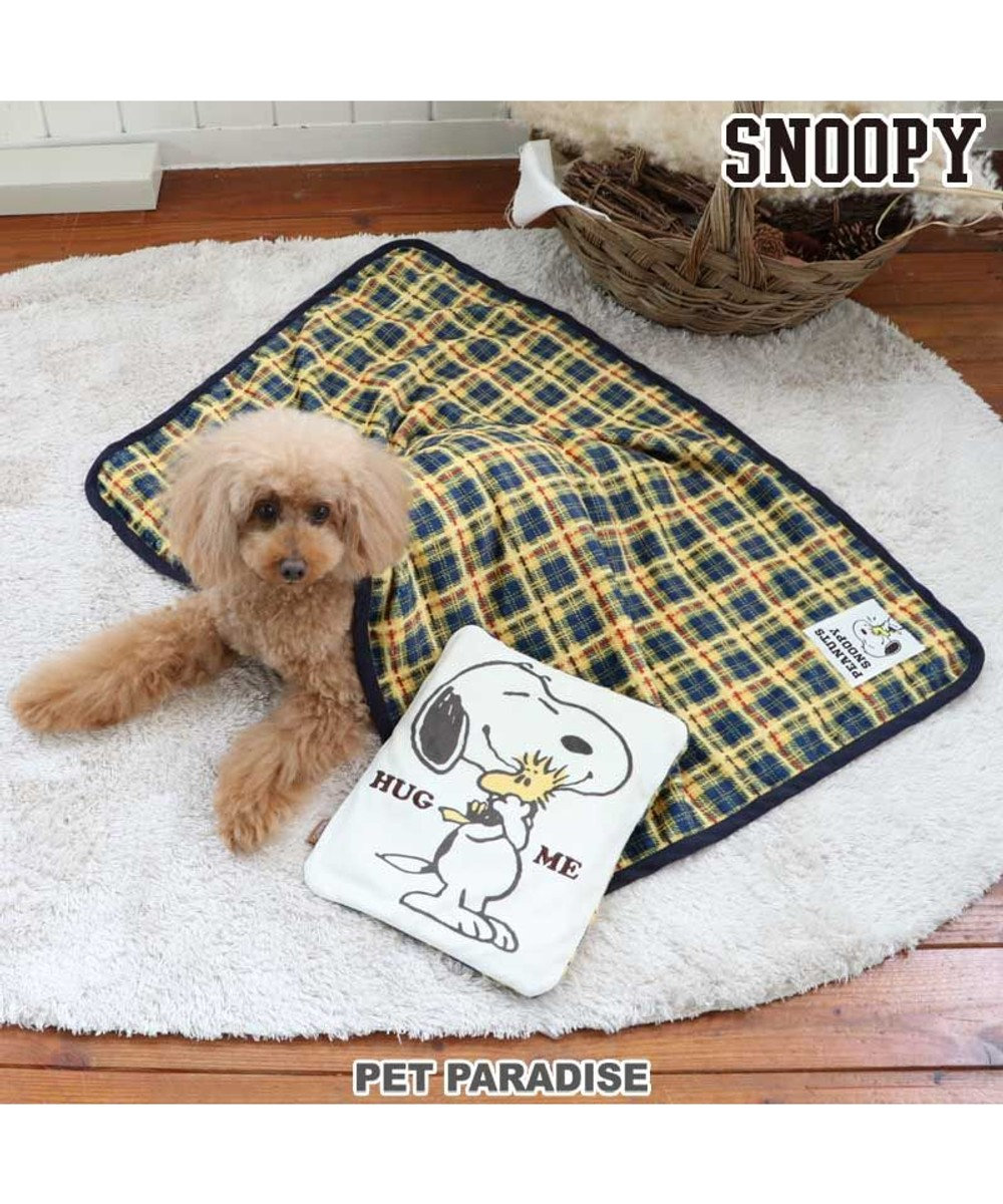 PET PARADISE 犬 毛布 スヌーピー クッション ブランケット (90×60cm) 膝掛け クッションケット ひざかけ おしゃれ かわいい マルチカラー