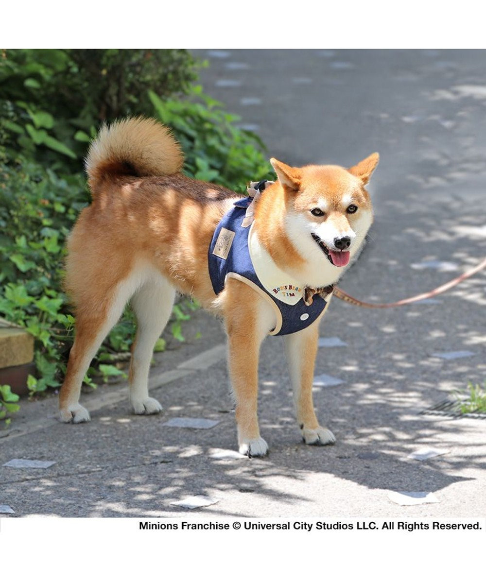 ボックスティッシュカバー(ポップコーン犬ネイビー) - 財布・ケース